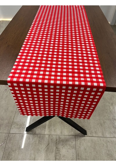 Kırmızı Beyaz Kareli Runner Örtüsü 40 X 140 Renkli