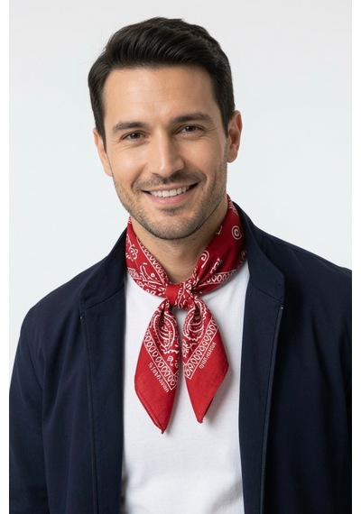 Mollycrush Unisex Kırmızı Şal Desenli Fular Günlük Saç Aksesuarı, Boyunluk Ve Outdoor Bandana Kırmızı