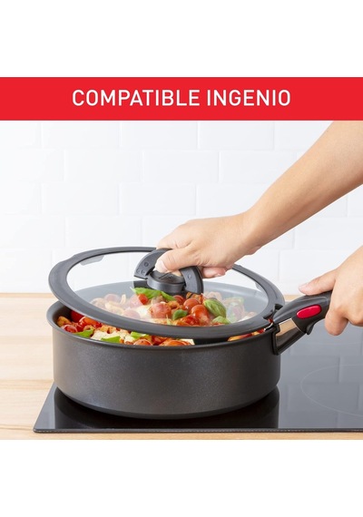 Tefal Ingenio L9846302 Cam Kapak, 20 Cm, Yer Tasarruflu Saklama, Katlanır Sap, Hızlı Pişirme, Ingenio Uyumlu, Bulaş Diğer