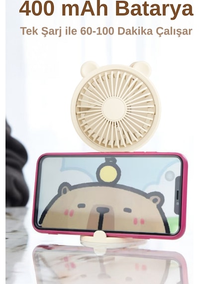 Taşınabililir Mini Usb Şarjlı 3 Kademeli El Masaüstü Vantilatör Fan Soğutucu Ym88216 Kahverengi