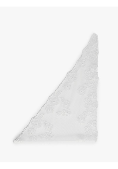 Koton İşlemeli Çiçekli Üçgen Bandana Beyaz 6sak50065aa