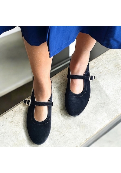 Ne&ve Shoes Siyah Süet Hakiki Deri Tokalı Babet