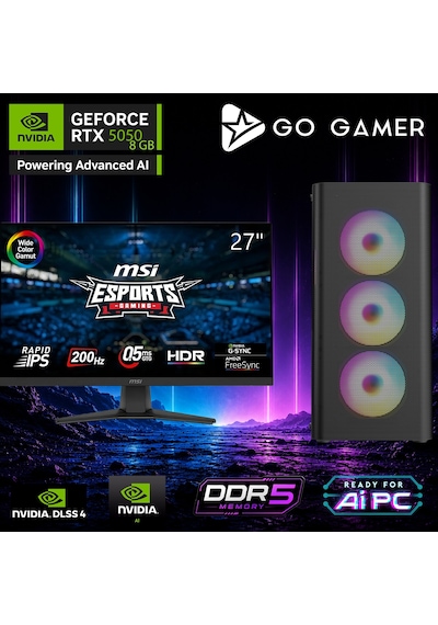 Go Gamer AE392D R7-7700 16 GB 1 TB SSD RTX5050 8 GB 27" Free Dos Oem Paket Masaüstü Oyuncu Bilgisayarı