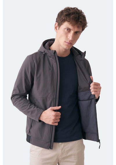 Slazenger Crest I Erkek İçi Polarlı Rüzgar Ve Su Geçirmez Softshell Antrasit Mont & Kaban
