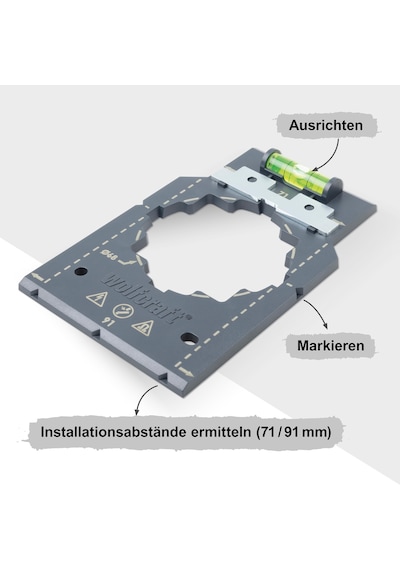 Wolfcraft İşaretleme Ve Hizalama Şablonu I 5975000 I Alçıpanda Priz Ve Anahtar Parçalarının Hızlı Ve Hatasız Kurulumu İçin