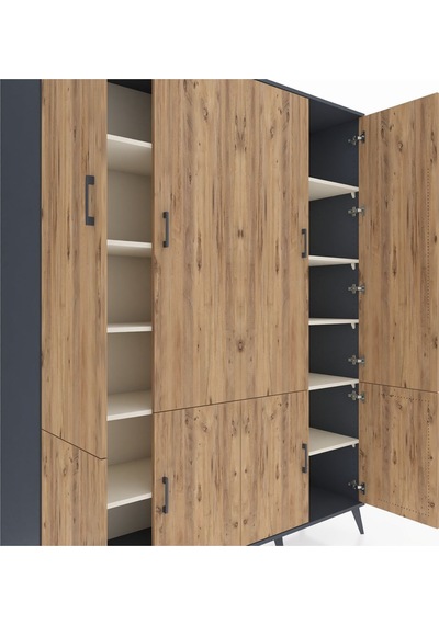 Hyperion Gardrop 10 Raflı 8 Kapaklı 176x44x221 Antrasit-çam/aytaşı Çam/aytaşı Hyperion Gardrop 10 Raflı 8 Kapaklı 176x44x221 Antrasit-çam/aytaşı Çam/aytaşı