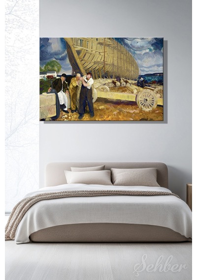 George Wesley Bellows'un Builders Of Ships / The Rope Adlı Eseri Yatay Kanvas Tablo 3723
