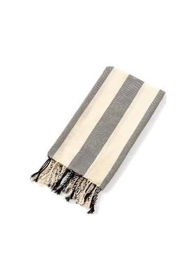 Striped Peştemal Banyo Havlusu Plaj Havlusu Siyah Açık Bej