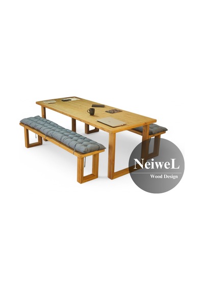 Neiwel Diar Doğal Ahşap Banklı Toplantı Masasıı x 100 x 320 Açık Ceviz