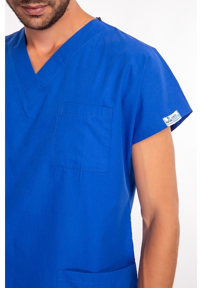 Unisex Saks Mavi Soft Likralı Cerrahi Doktor Hemşire Hastane Scrubs Nöbet Takım Saks Mavi Saks Mavi