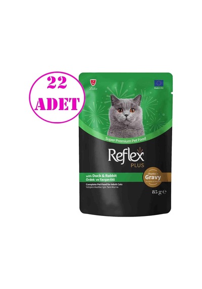 Reflex Plus Sos İçinde Ördekli Ve Tavşanlı Kedi Konservesi 85 Gr 22 Ad
