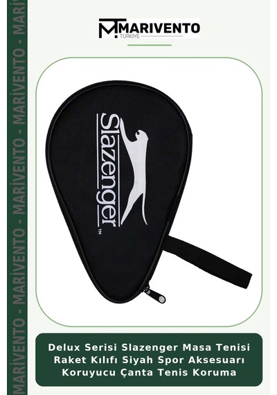Delux Serisi Slazenger Masa Tenisi Raket Kılıfı Siyah Spor Aksesuarı Koruyucu Çanta Tenis Koruma