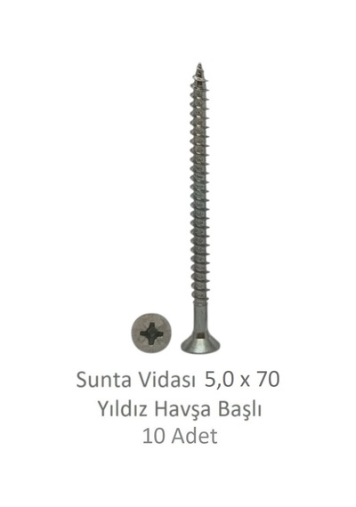 Sunta Vidası, 5,0 X 70 Mm, 10 Adet, Yhb Vida 5 x 70