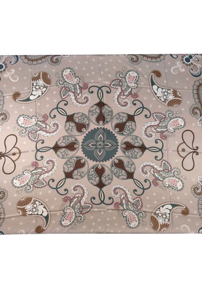 Mim Eşarp Mısırlı Eşarpları Mısırlı Eşarp Alize Krep Etnik Desenli Eşarp 140x140 Cm Vizon - Kahve