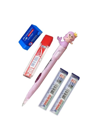 Işıklı Deniz Kızı Uçlu Kalem Seti Mor 0.7 Mm 1 Paket Denizkızı Başlıklı Versatil Kalem Süslü Silikonlu Hediyelik Kalem Mor