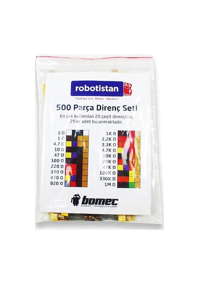 Robotistan 1/4 W Direnç Kiti 500 Adet