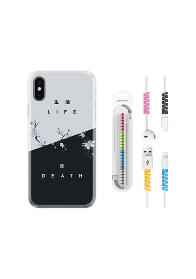 Apple Uyumlu iPhone XS Max Kılıf Kablo Koruyuculu Life And Death 1339