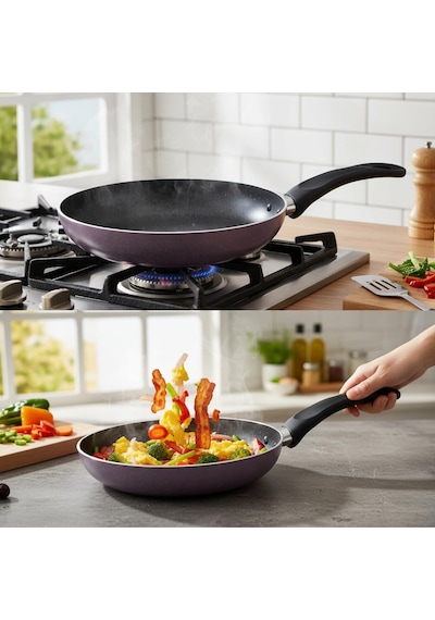 Papilla Optimum Argos Plus 26 Cm Mor Kırçıl Granit Efektli Yapışmaz Kızartma Ve Sote Tavası Çok Renkli