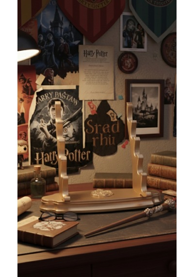 Harry Potter Potterhead 5'li Asa Sergileme Standı Griffindor & Sylterin Koleksiyon Dekor 0