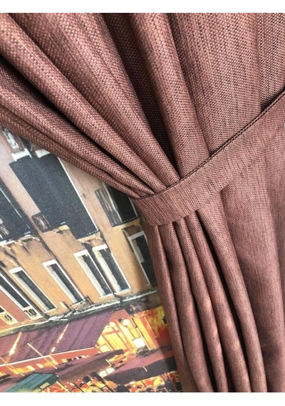 Fon Perde Keten Işık Engelleyici Blackout Linen Karartma Perde 200 X 270 Kiremit Diğer