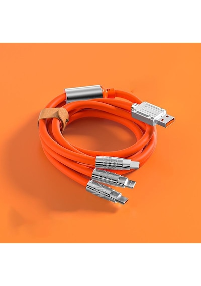Turuncu 100/120w 3 In 1 Şarj Kablosu 120cm Mikro Usb/tip-c Çoklu Usb Cep Telefonu Şarj Kabloları Xiaomi Huawei Samsung İçin Turuncu
