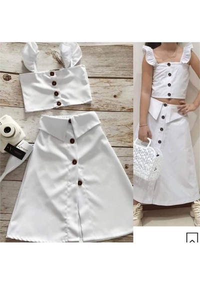 Quzucuk Kids Kız Çocuk Uzun Beyaz Duru Takımı Beyaz