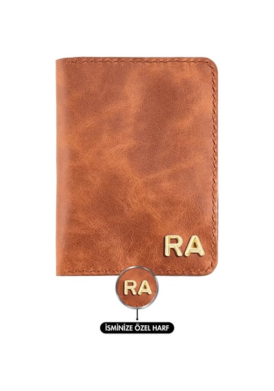 Twingold İsme Özel Pasaport Kılıfı - %100 Rainbow Deri - Ak02003 - Tobacco Tobacco