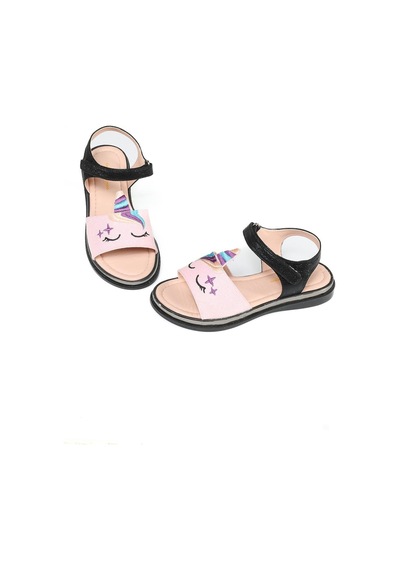 Casabony Unicorn Shine 3d Kız Sandalet Pembe - Siyah