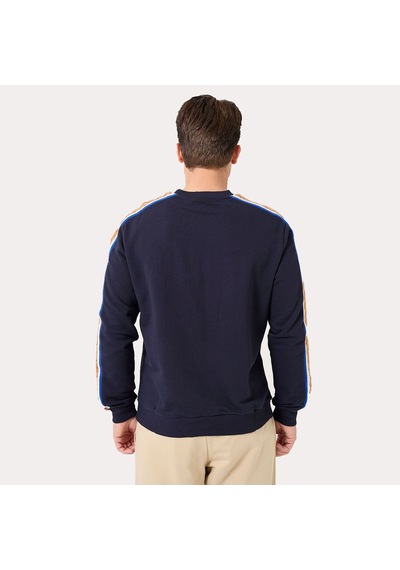 Lacivert Fila Erkek Bisiklet Yaka Sweatshirt Braid Detail Tm411156 Lacivert
