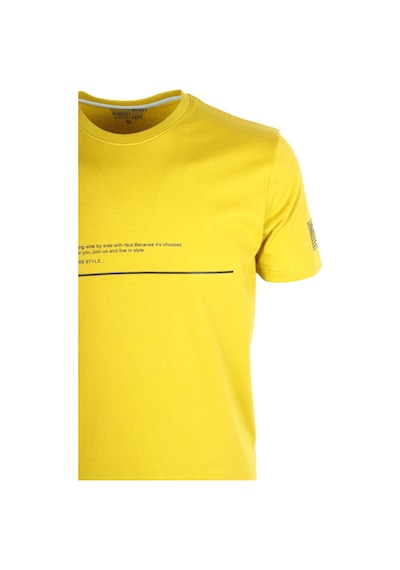 Erkek Citrone Bisiklet Yaka Slim Fit Baskılı %100 Pamuk T-shirt 1943-Citrone Hardal