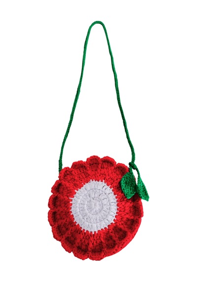 Bb Bibutikshop El Yapımı Örgü Çiçek Desenli Kız Çocuk Omuz Çantası Kırmızı