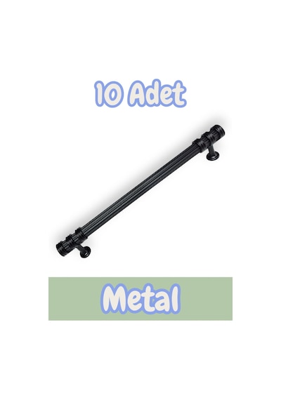 Çizgili Nesli Alüminyum Metal Lüks Modern Mobilya Çekmece Mutfak Dolabı Kulpu Siyah 128mm 10 Adet Siyah