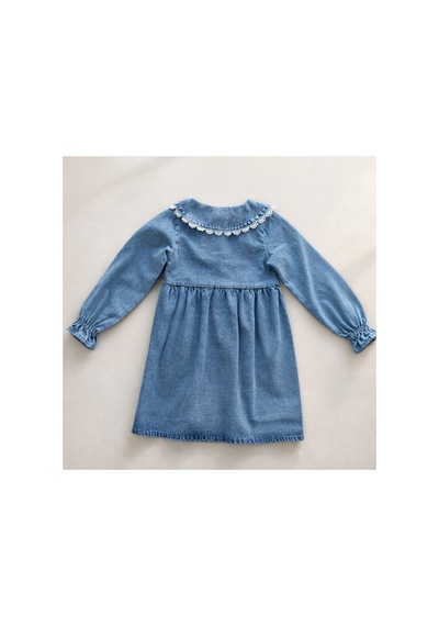 Uğur Bebe Kız Çocuk Dantel Yaka Denim Kot Elbise Uzun Kollu Günlük Şık Premium Çocuk Elbisesi Mavi Mavi Uğur Bebe Kız Çocuk Dantel Yaka Denim Kot Elbise Uzun Kollu Günlük Şık Premium Çocuk Elbisesi Mavi Mavi