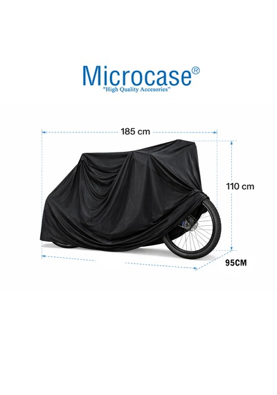 Microcase 2 Bisiklet İçin Su Geçirmez 4 Mevsim Kullanım Bisiklet Brandası 185x110x95 Cm Al5510 Siyah
