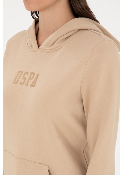 U.S. Polo Assn. Kadın Kum Basic Kapüşonlu Sweatshirt 50289536-VR085