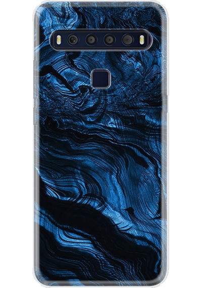 Tcl 10L Kilif Desenli Silikon Kilif Blue Max Lite Marble 1379 499458566