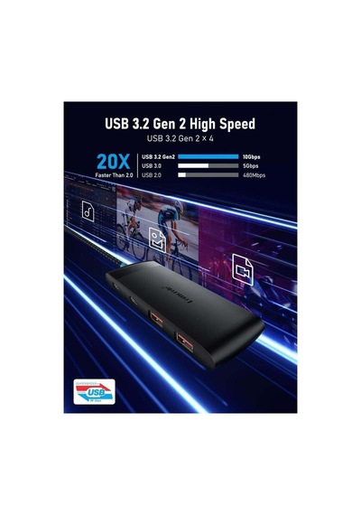 Lemorele Tc109 4 Port 10gbps Yüksek Hızlı Type-c Çoklayıcı Veri Aktarım Adaptörü 2x Type-c + 2x Usb-a 3.2 Apple Macbook Uyumlu  Tablet Pc