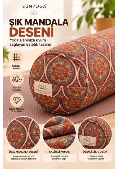 Yoga Bolster 65x22 Cm Silindir Meditasyon Minderi Kırpıntı Sünger Dolgulu Turuncu