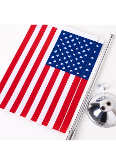 Amerika 2li Masa Bayrağı Saten Kumaş Dijital Baskı 15x22,5 cm