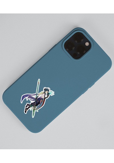Xiao-genshin İmpact-xiao 2 Li Sticker Set Parlak Kağıt-oyun Etiketi - Telefon -hediye Süsleme Açık Yeşil