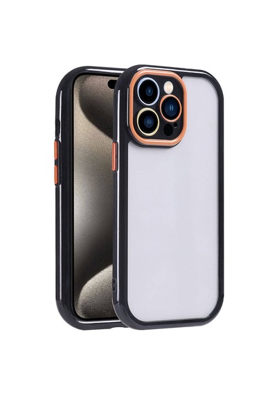 Apple Uyumlu iPhone 15 Pro Max Kılıf Kamera Korumalı Renkli Kenar Ve Çerçeve Tasarımlı Zore Vitamin Kapak- Siyah