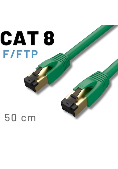 Irenıs 50 Cm Cat8 Kablo F/ftp Lszh Ethernet Network Kablosu, Yeşi