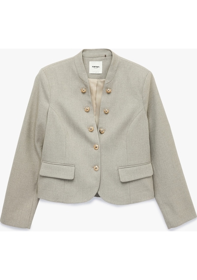 Koton Viskon Karışımlı Cep Detaylı Süs Düğmeli Uzun Kollu Hakim Yaka Military Blazer Ceket Bej 7wak50066uw Ekru