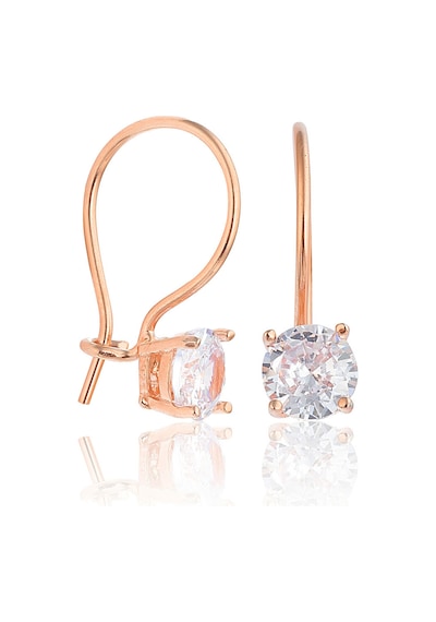 925 ayar Gümüş Rose kaplama 7 mm Tektaş Mengeç küpe