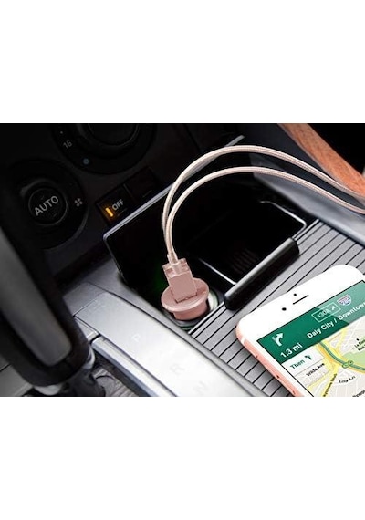 5513 2 Mini Girişli Usb Araç Şarj Cihazı, Pembe