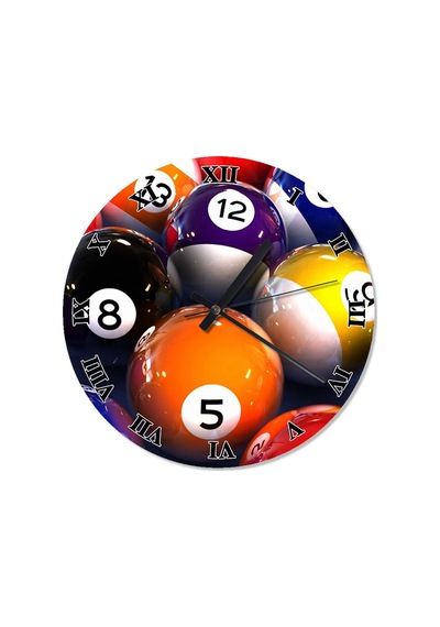 Bilardo Topları Temalı Duvar Saati (407732203) Çok Renkli