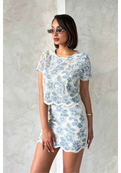 Verymoda Dantel Bluz D2768 Mavi