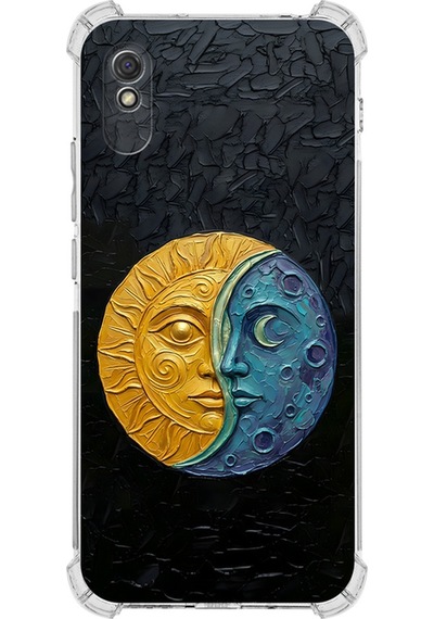 Redmi 9 İle Uyumlu Köşe Korumalı Kılıf Metamorfoz Ekinoks Tasarımlı Uv Baskılı Şeffaf