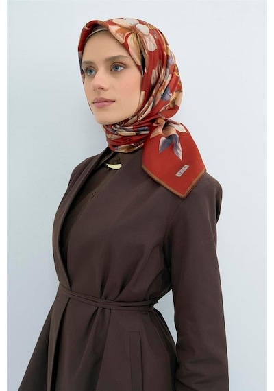 Armine İpek Eşarp 2026 Yaz - 9524-56 Koyu Tuğla Sura