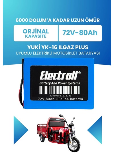 Yuki Yk-16 Ilgaz Plus Uyumlu Batarya Standart Kapasite Lifepo4 72v 80ah Elektrikli Motosiklet Bataryası